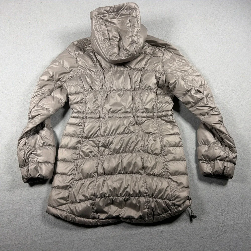 Athleta Puffer Jacket Women Small Hooded Quilted Parka Taupe Brown Core Gorpcore - Picture 9 of 10